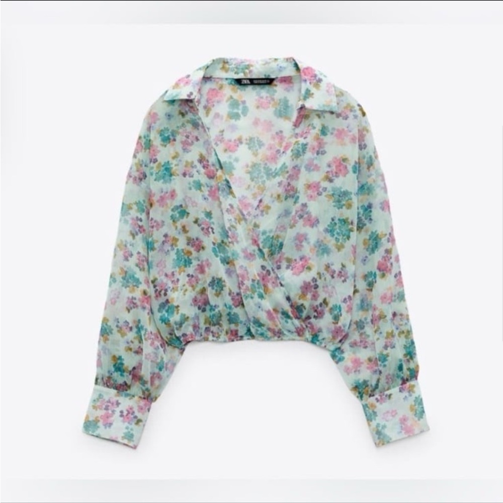 Zara Floral Blouse - Pink and Blue - Picture 4 of 12